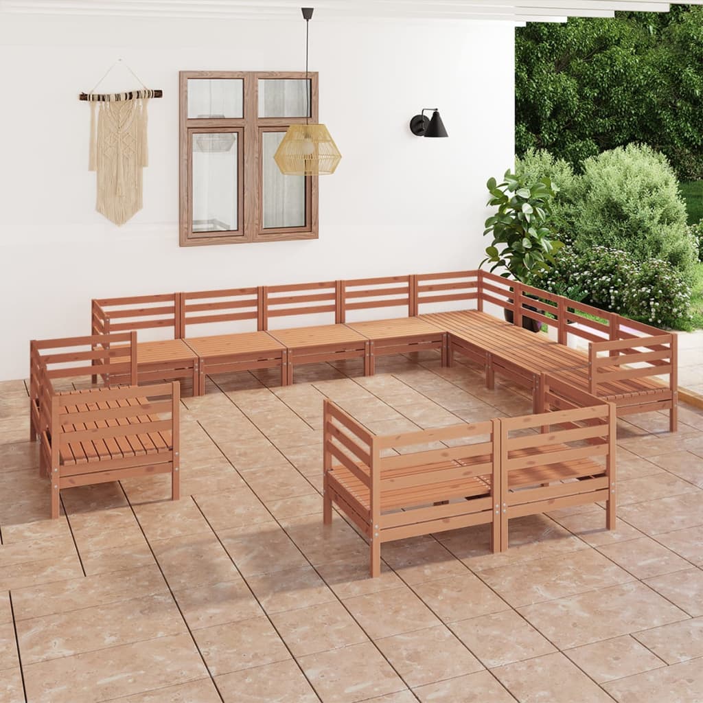 Berkfield 12 Piece Garden Lounge Set Solid Wood Pine Honey Brown