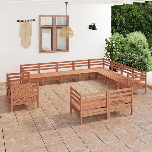 Berkfield 12 Piece Garden Lounge Set Solid Wood Pine Honey Brown