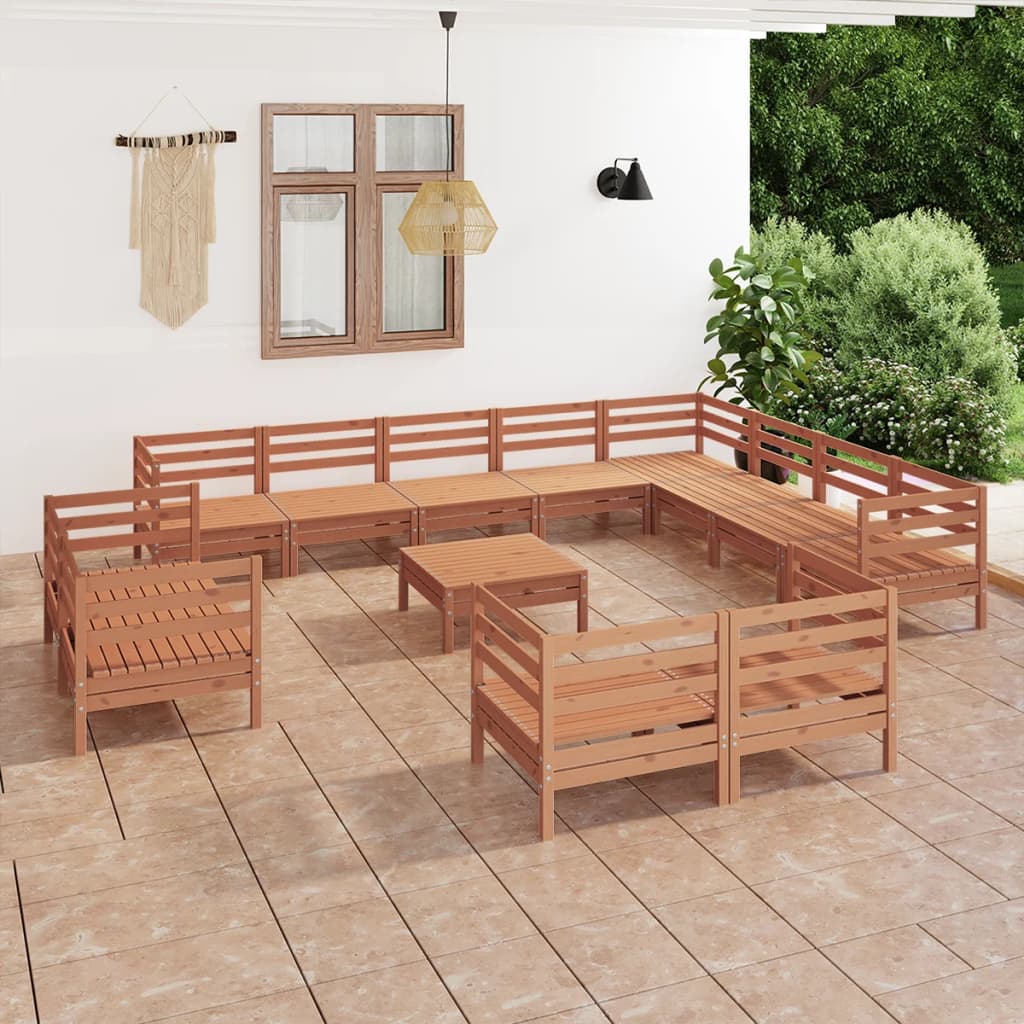 Berkfield 13 Piece Garden Lounge Set Solid Wood Pine Honey Brown