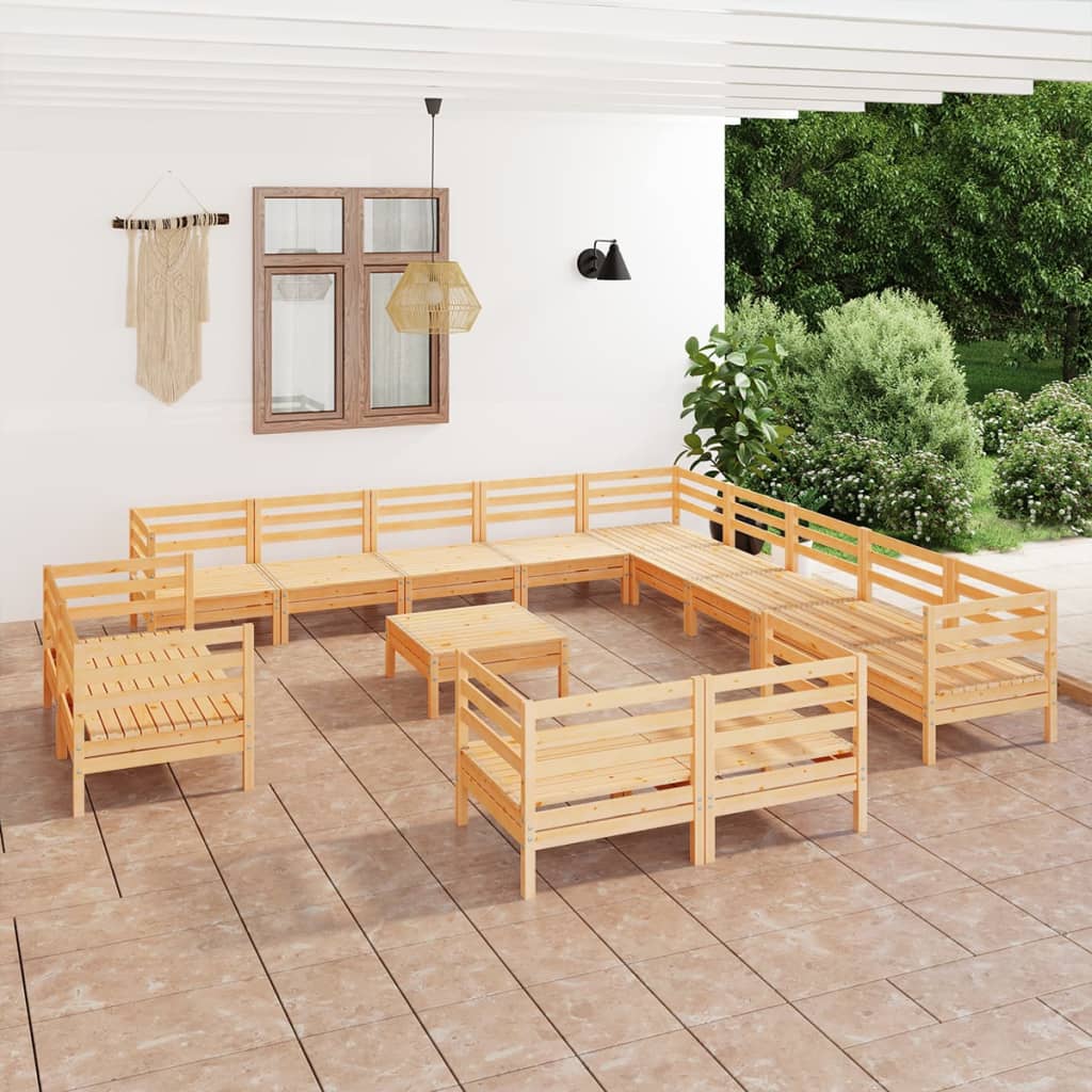 Berkfield 14 Piece Garden Lounge Set Solid Wood Pine