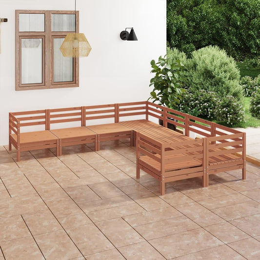 Berkfield 8 Piece Garden Lounge Set Solid Wood Pine Honey Brown