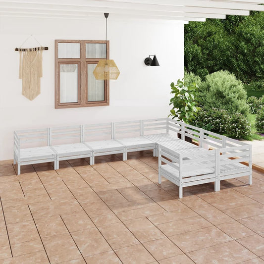 Berkfield 9 Piece Garden Lounge Set White Solid Wood Pine