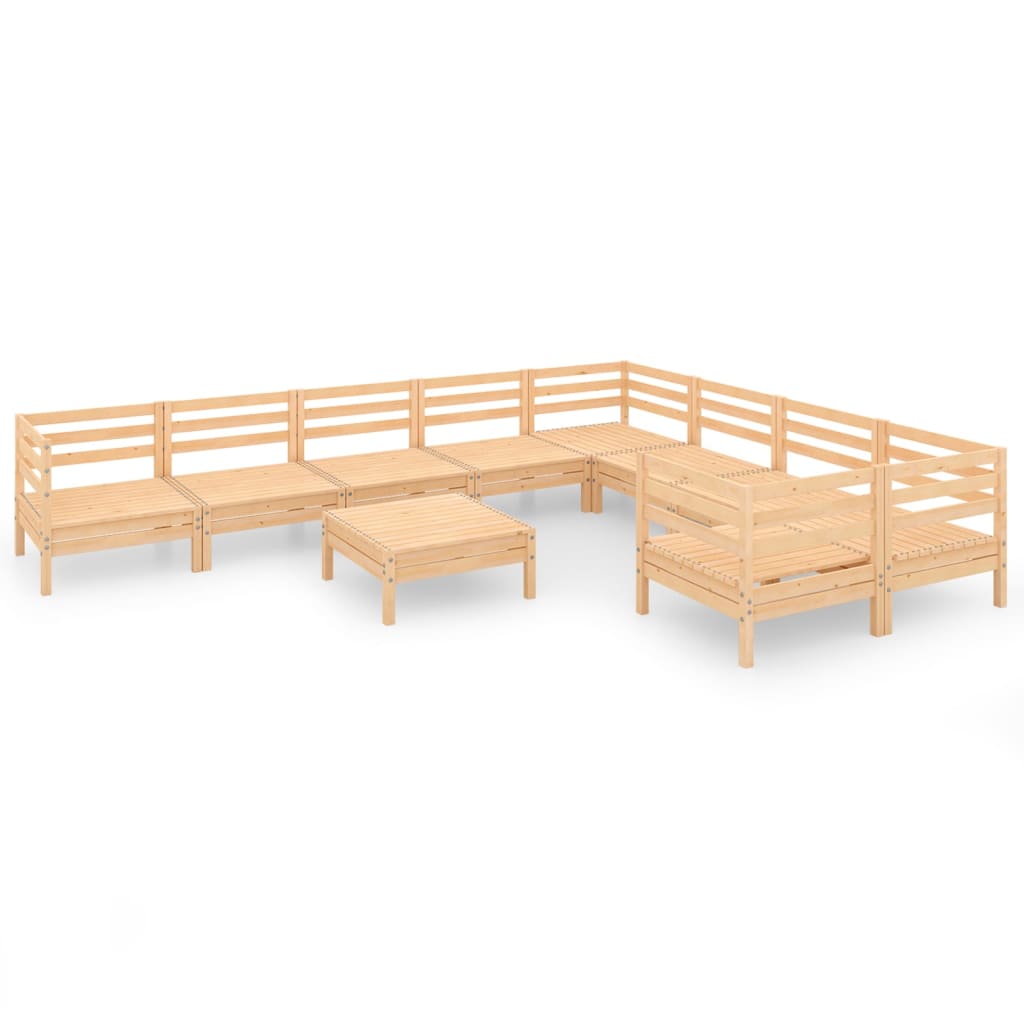 Berkfield 10 Piece Garden Lounge Set Solid Wood Pine