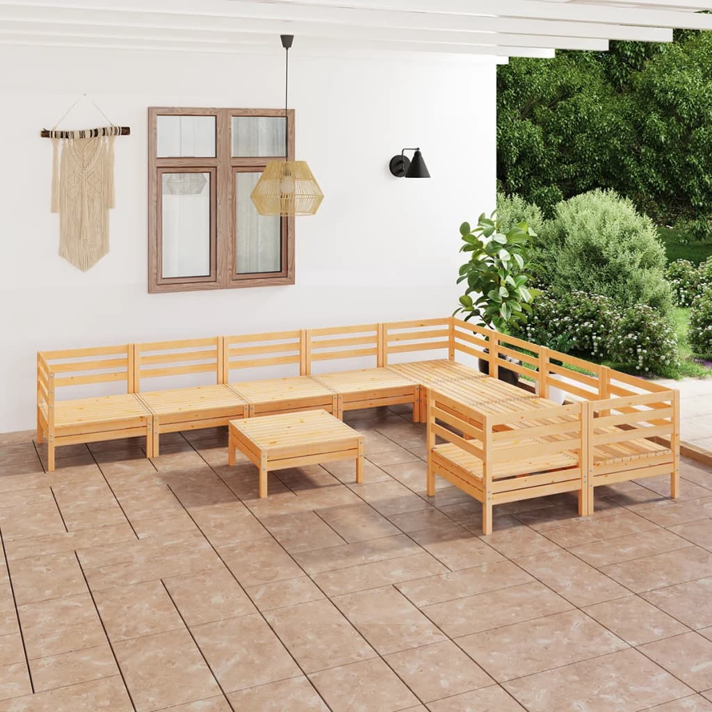Berkfield 10 Piece Garden Lounge Set Solid Wood Pine