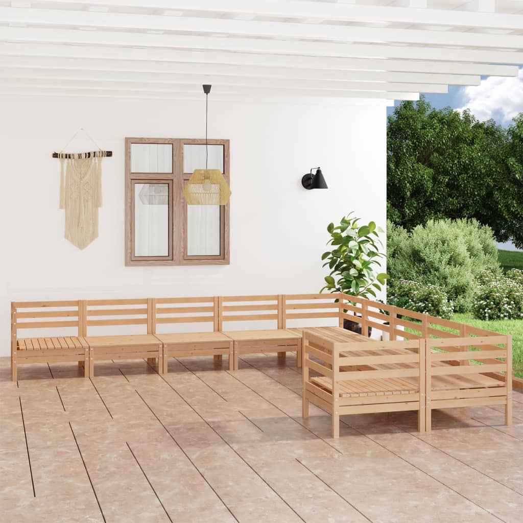 Berkfield 10 Piece Garden Lounge Set Solid Wood Pine