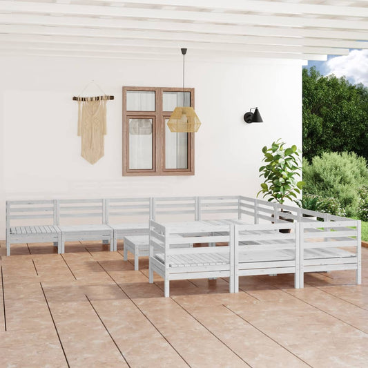 Berkfield 12 Piece Garden Lounge Set White Solid Wood Pine