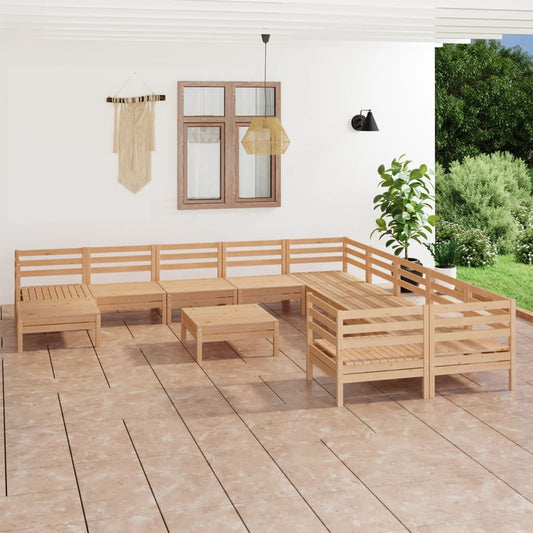 Berkfield 12 Piece Garden Lounge Set Solid Wood Pine