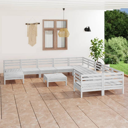 Berkfield 12 Piece Garden Lounge Set White Solid Wood Pine
