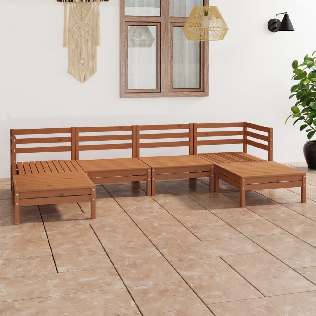 Berkfield 6 Piece Garden Lounge Set Honey Brown Solid Wood Pine