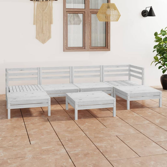 Berkfield 7 Piece Garden Lounge Set White Solid Wood Pine