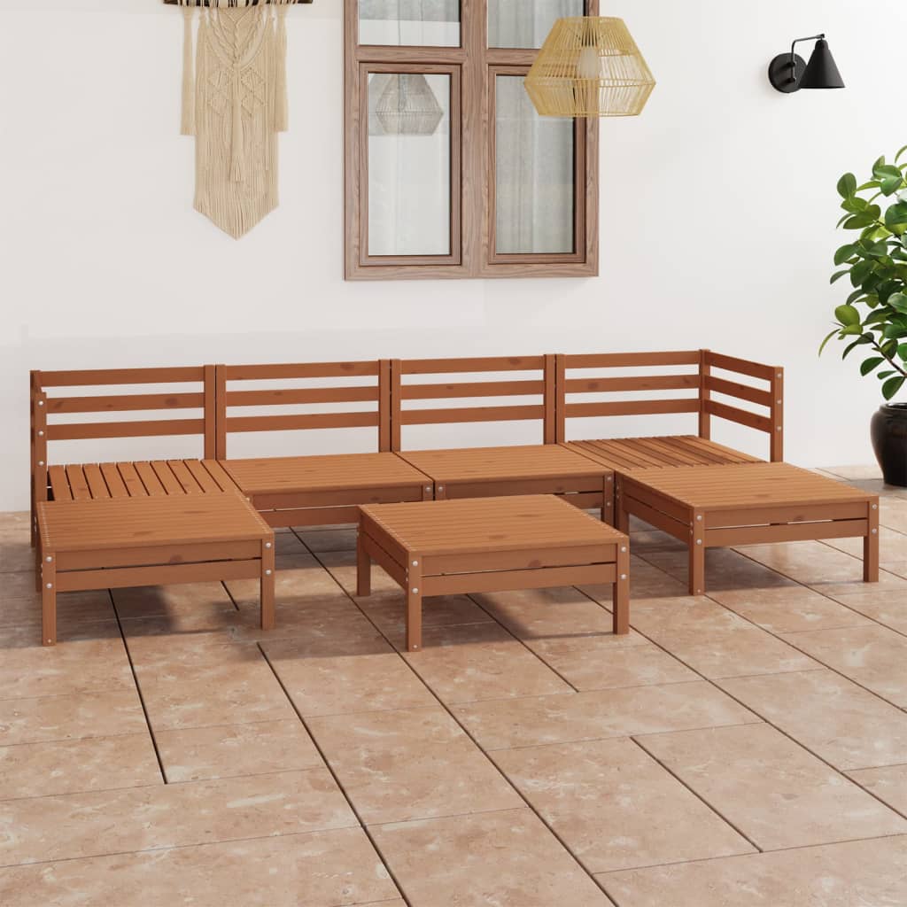 Berkfield 7 Piece Garden Lounge Set Honey Brown Solid Wood Pine