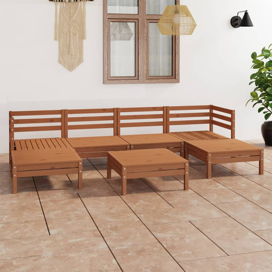 Berkfield 7 Piece Garden Lounge Set Honey Brown Solid Wood Pine