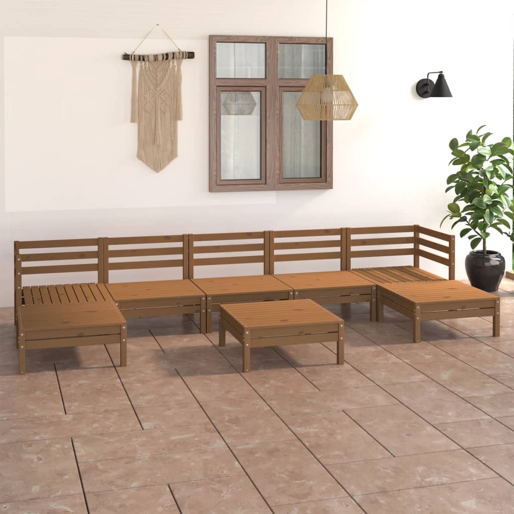 Berkfield 8 Piece Garden Lounge Set Honey Brown Solid Wood Pine