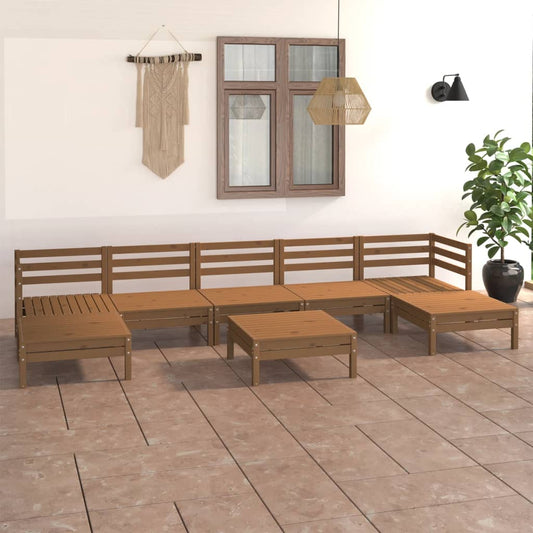 Berkfield 8 Piece Garden Lounge Set Honey Brown Solid Wood Pine