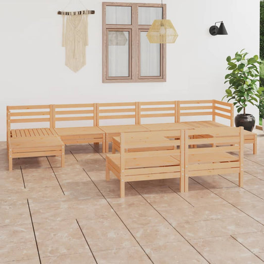 Berkfield 10 Piece Garden Lounge Set Solid Wood Pine