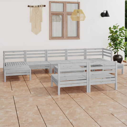 Berkfield 10 Piece Garden Lounge Set White Solid Wood Pine