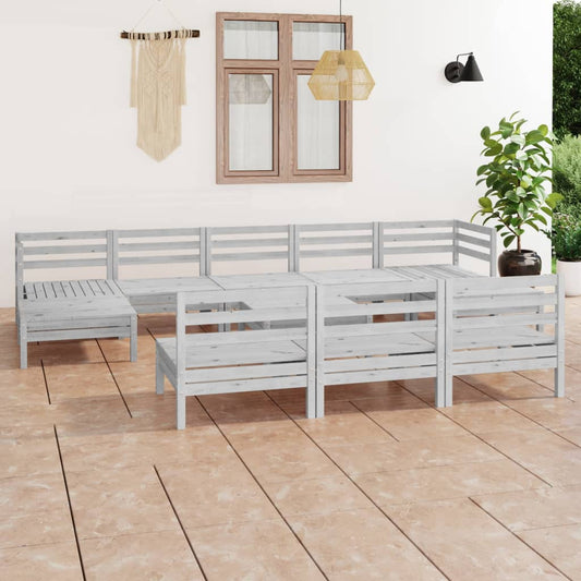 Berkfield 11 Piece Garden Lounge Set White Solid Wood Pine