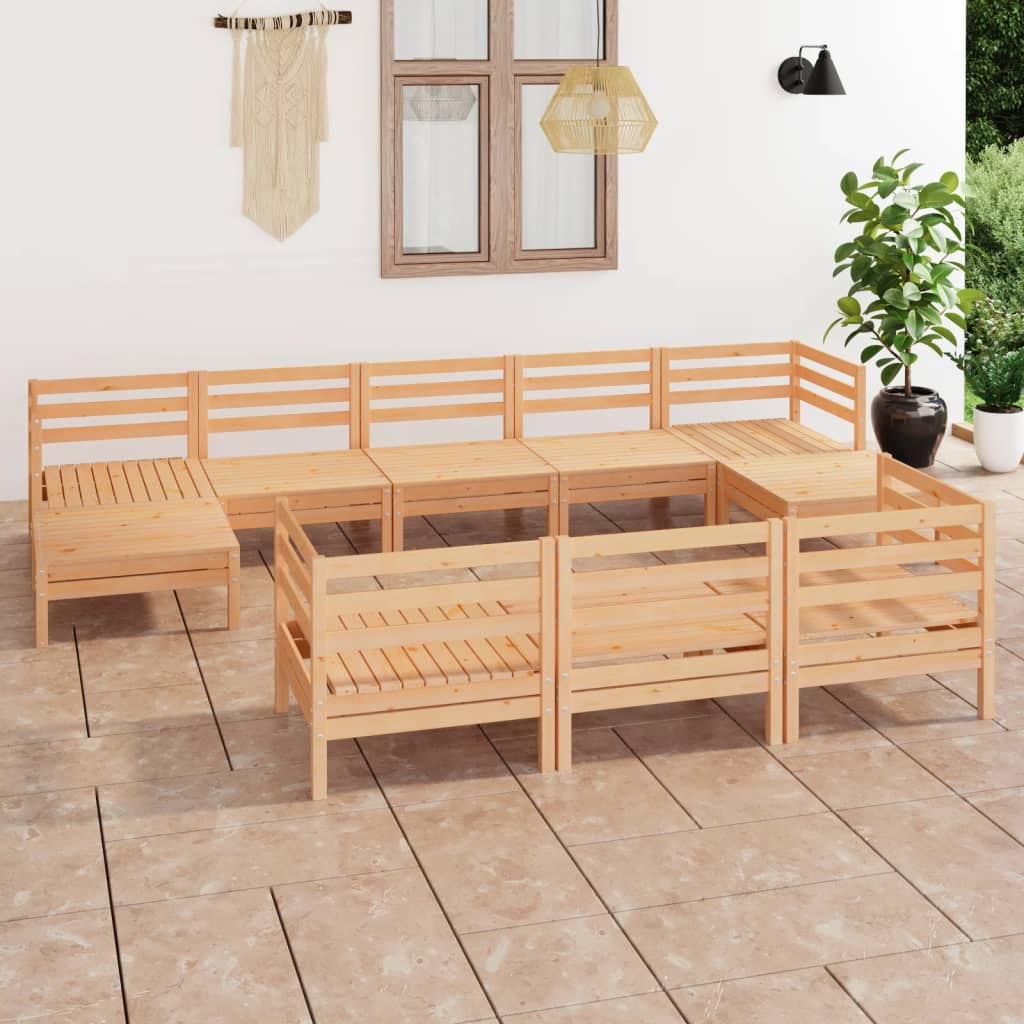 Berkfield 10 Piece Garden Lounge Set Solid Wood Pine