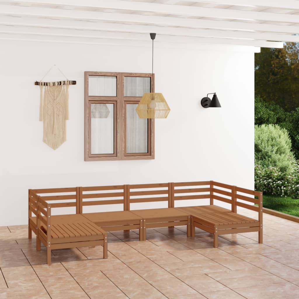 Berkfield 6 Piece Garden Lounge Set Honey Brown Solid Wood Pine