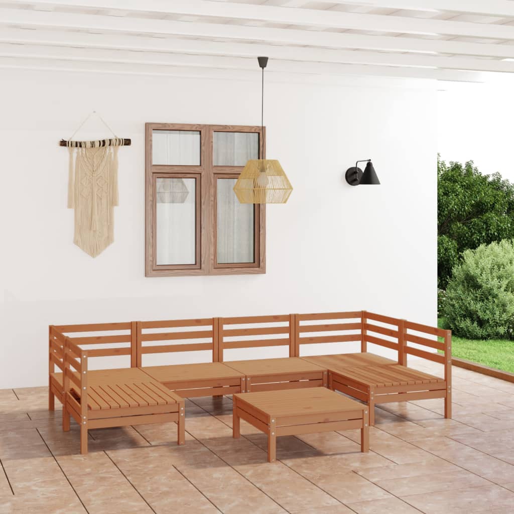 Berkfield 7 Piece Garden Lounge Set Honey Brown Solid Wood Pine