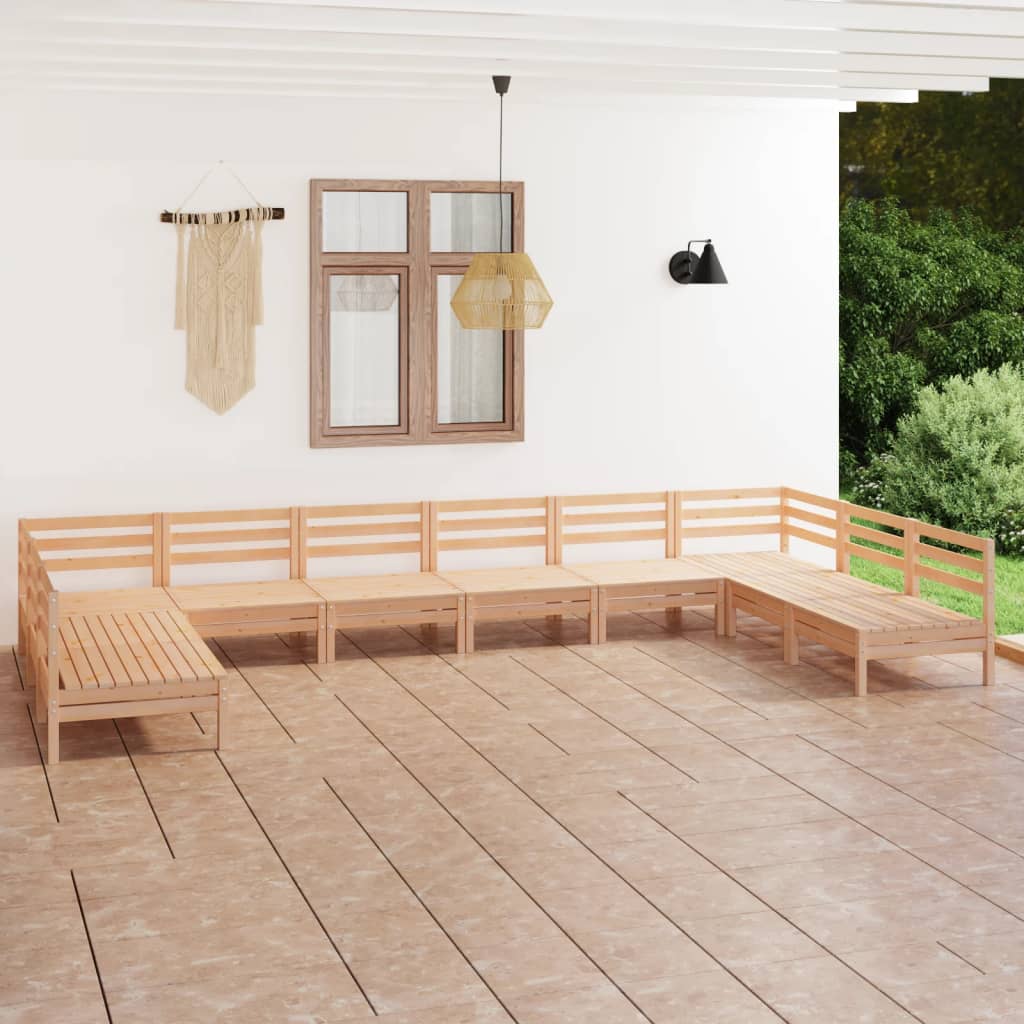 Berkfield 10 Piece Garden Lounge Set Solid Wood Pine