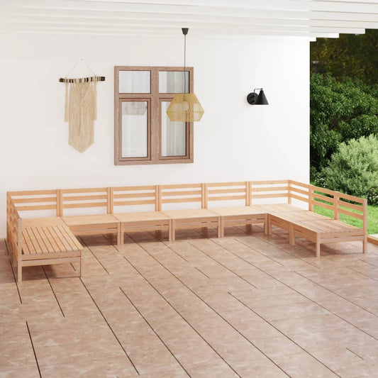 Berkfield 10 Piece Garden Lounge Set Solid Wood Pine