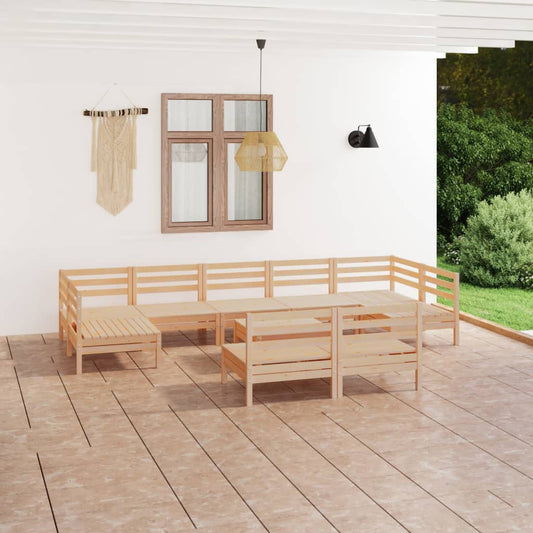 Berkfield 10 Piece Garden Lounge Set Solid Wood Pine