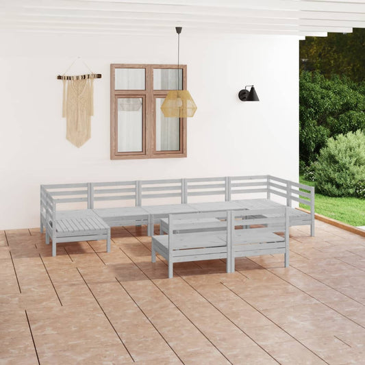 Berkfield 10 Piece Garden Lounge Set White Solid Wood Pine