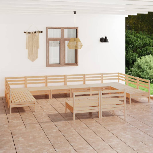 Berkfield 12 Piece Garden Lounge Set Solid Wood Pine