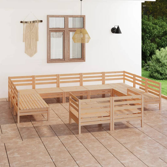 Berkfield 11 Piece Garden Lounge Set Solid Wood Pine