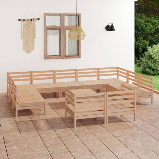 Berkfield 12 Piece Garden Lounge Set Solid Wood Pine