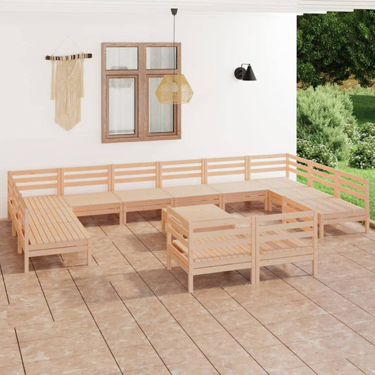 Berkfield 13 Piece Garden Lounge Set Solid Wood Pine
