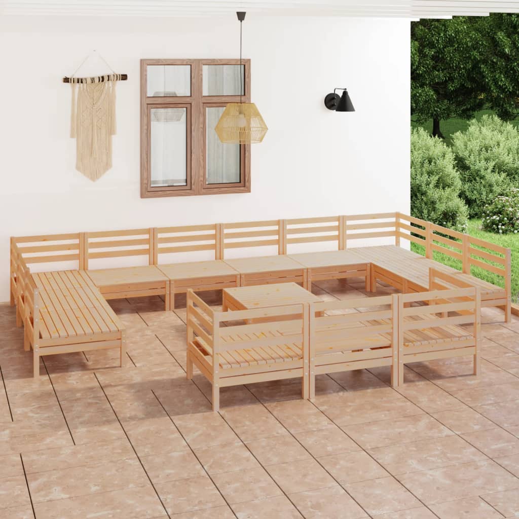 Berkfield 14 Piece Garden Lounge Set Solid Wood Pine
