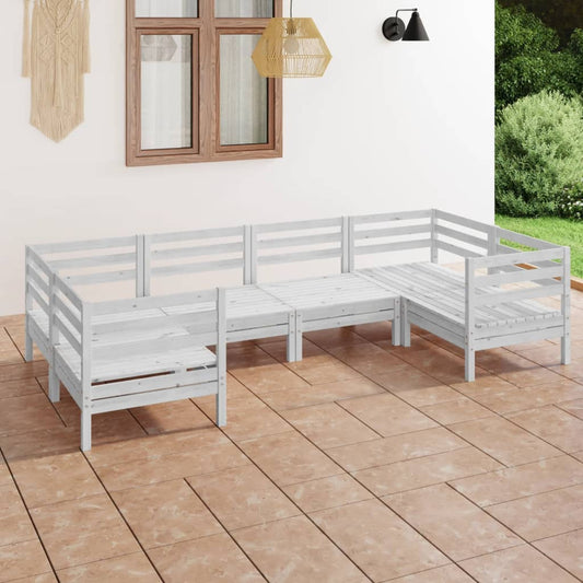 Berkfield 6 Piece Garden Lounge Set White Solid Wood Pine