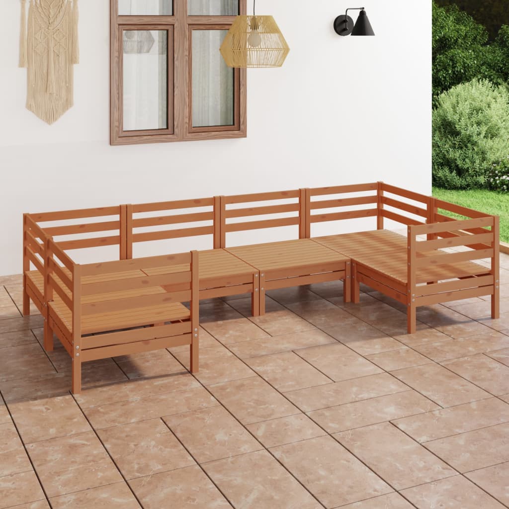Berkfield 6 Piece Garden Lounge Set Honey Brown Solid Wood Pine