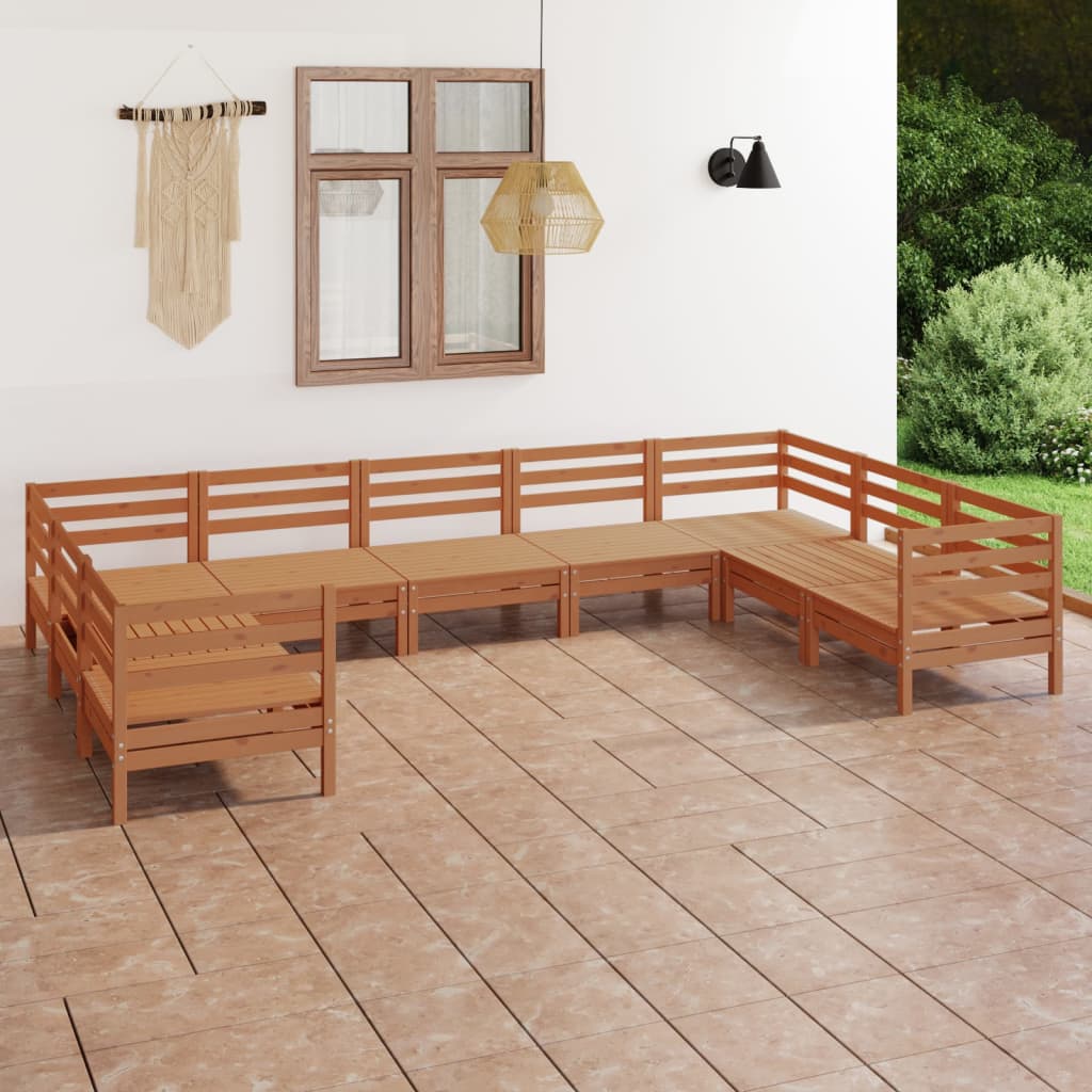Berkfield 9 Piece Garden Lounge Set Honey Brown Solid Wood Pine