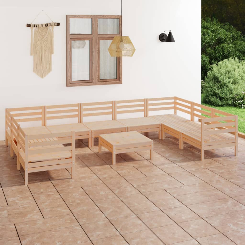 Berkfield 10 Piece Garden Lounge Set Solid Wood Pine