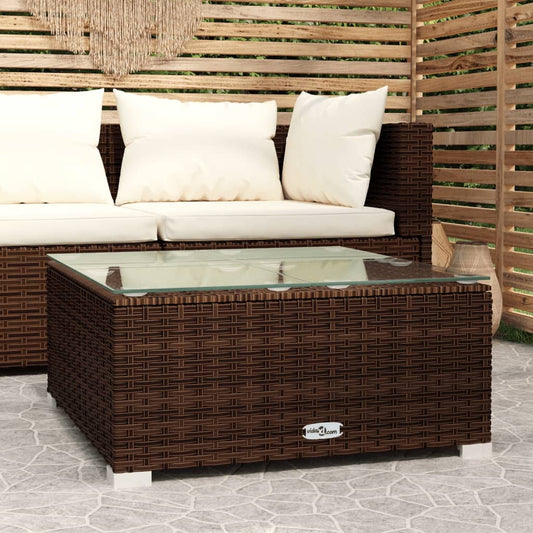 Berkfield Garden Coffee Table Brown 60x60x30 cm Poly Rattan and Glass