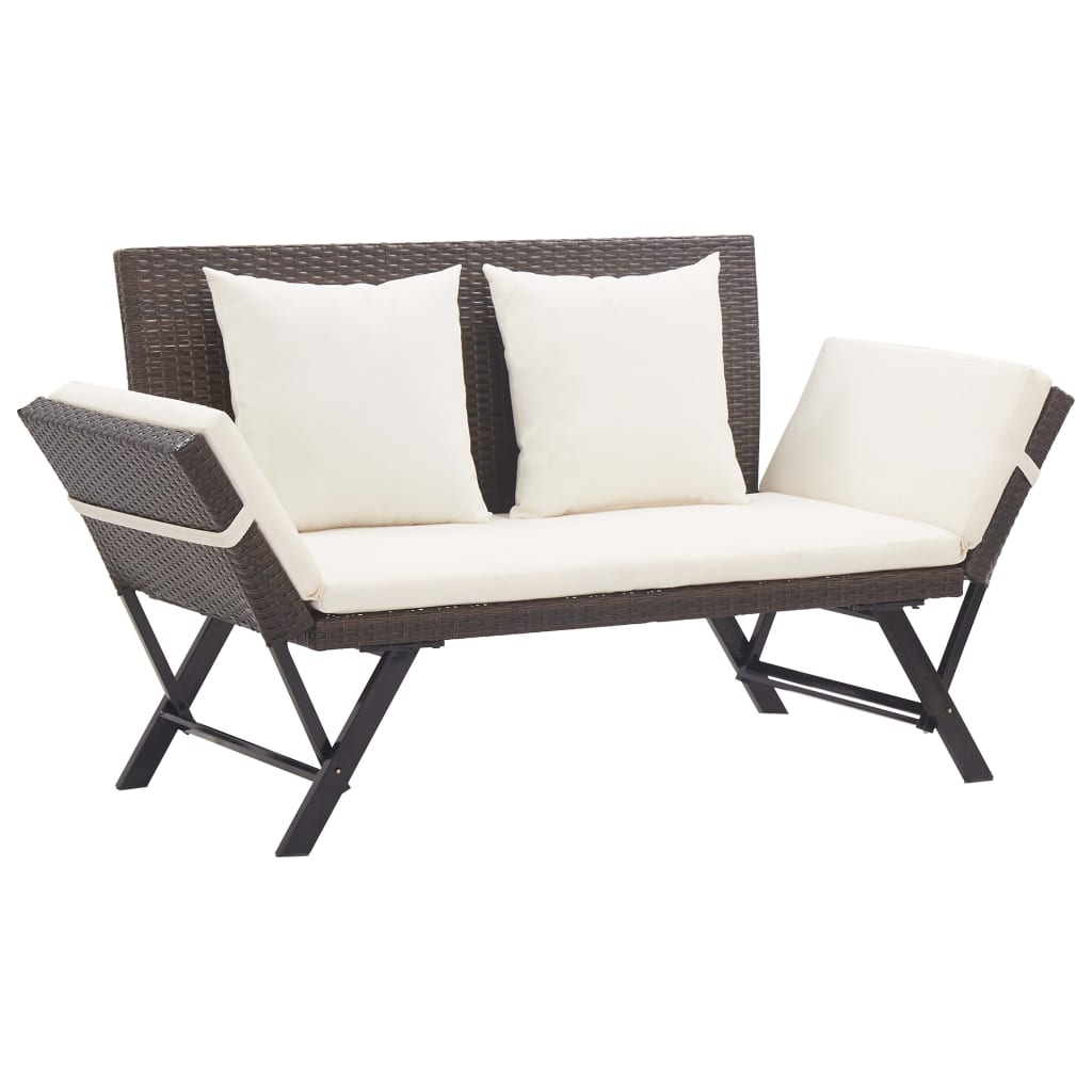 Berkfield Garden Bench with Cushions Brown 176 cm Poly Rattan