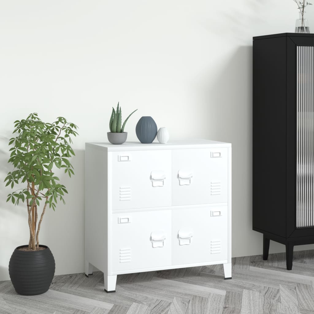 Berkfield Industrial Storage Chest White 75x40x80 cm Steel