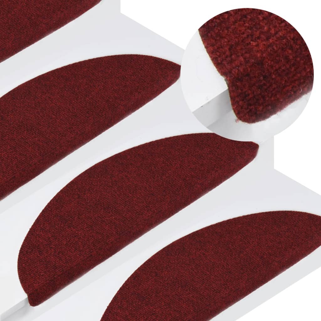 Berkfield Stair Mats Self-adhesive 15 pcs 56x17x3 cm Red