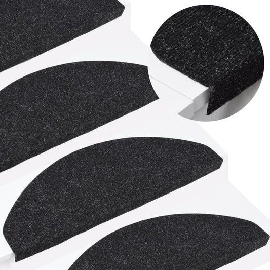 Berkfield Stair Mats Self-adhesive 15 pcs 65x22.5x3.5 cm Anthracite