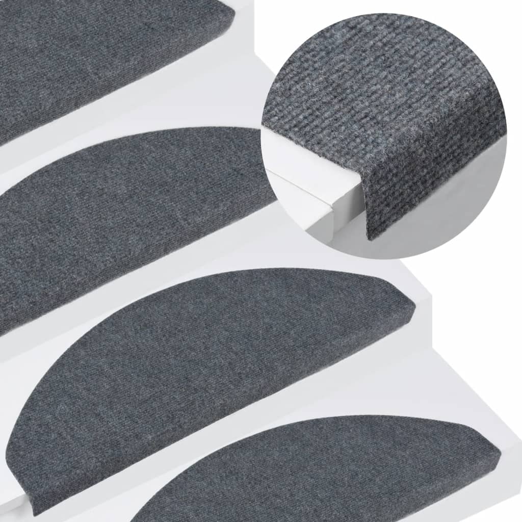 Berkfield Stair Mats Self-adhesive 15 pcs 65x22.5x3.5 cm Grey