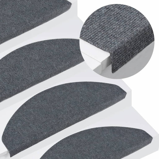 Berkfield Stair Mats Self-adhesive 15 pcs 65x22.5x3.5 cm Grey