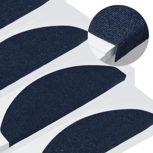 Berkfield Stair Mats Self-adhesive 15 pcs 65x22.5x3.5 cm Blue