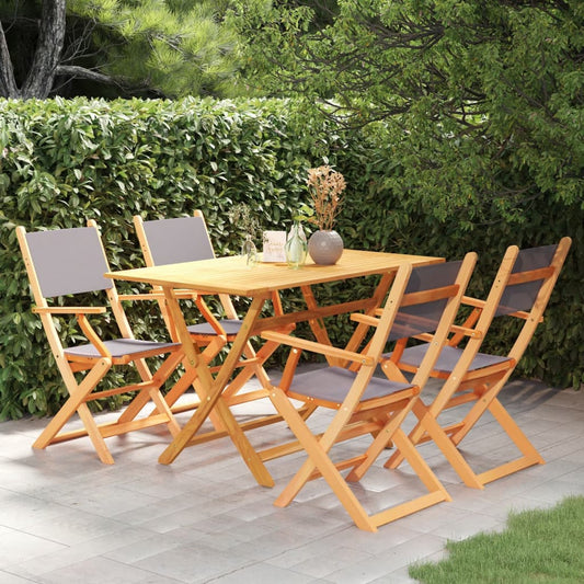 Berkfield 5 Piece Outdoor Dining Set Grey Solid Eucalyptus Wood