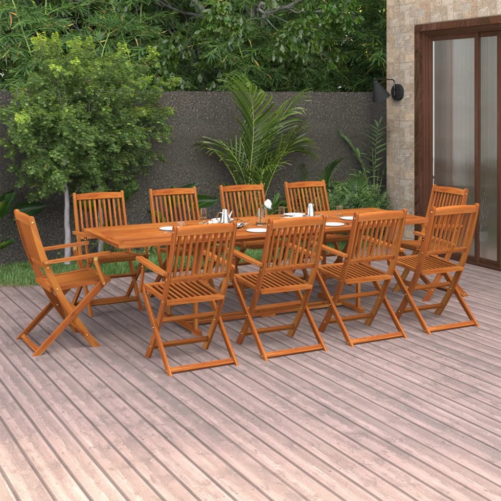 Berkfield 11 Piece Garden Dining Set Solid Acacia Wood