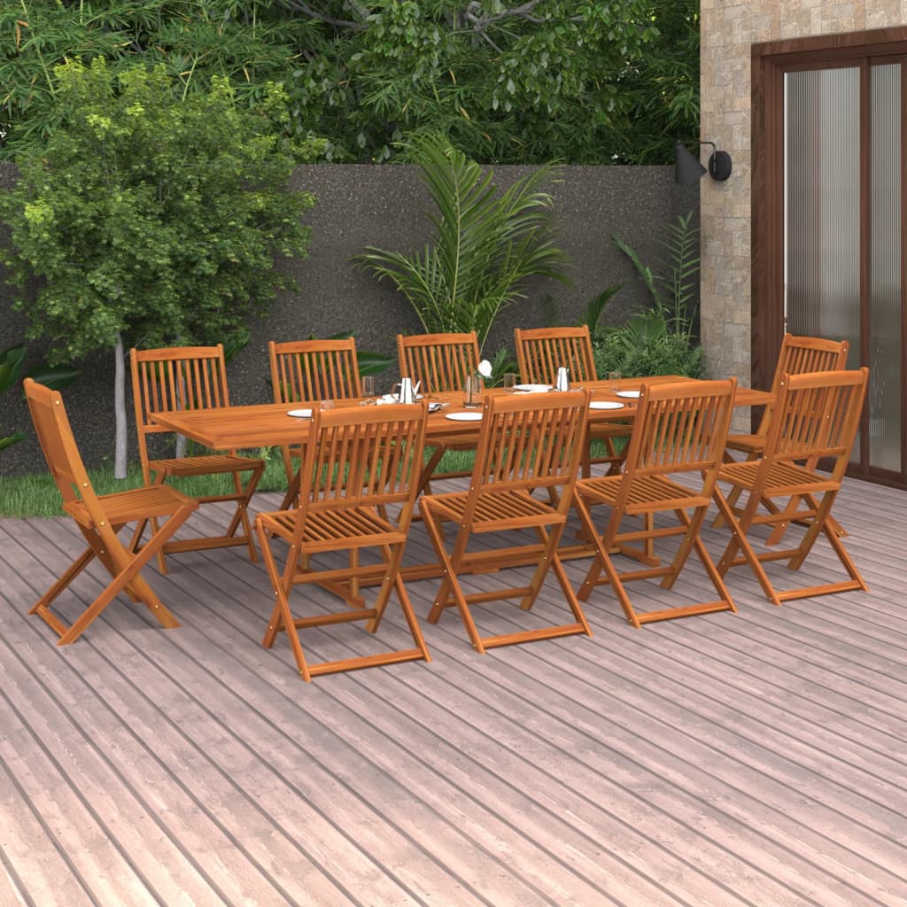Berkfield 11 Piece Garden Dining Set Solid Acacia Wood
