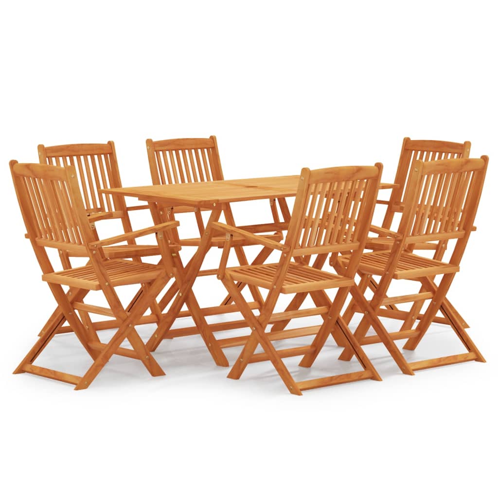 Berkfield 7 Piece Folding Outdoor Dining Set Solid Eucalyptus Wood