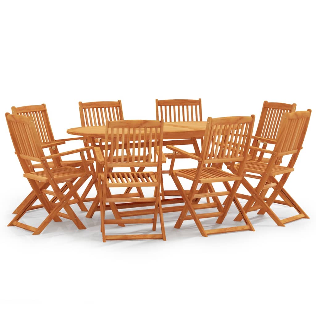 Berkfield 9 Piece Folding Outdoor Dining Set Solid Eucalyptus Wood